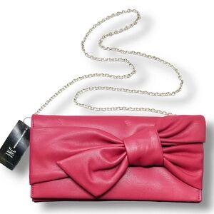 INC Elegant Pink Clutch with Bow Detail